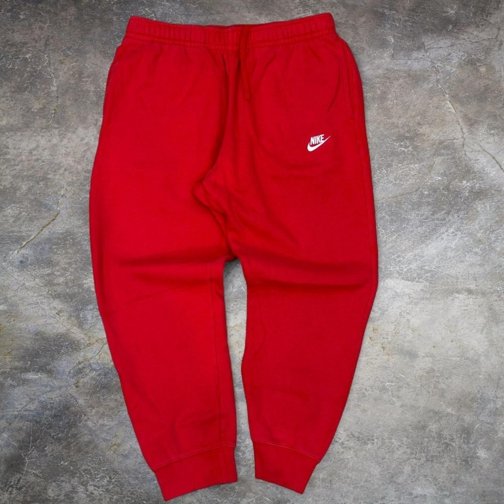 Nike Red Fleece Tapered Jogger Sweatpants Adult Large Elastic Waist Drawstring